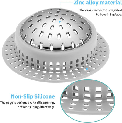Aluvor Bathtub Drain Hair Catcher Shower Drain Cover Sink Drain Protector | Bathroom Sink & Bathtub Drain Strainer for Pop-Up & Regular Drains, grey