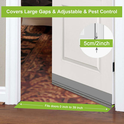 2 PCS Brush Door Sweep, Draft Stoppers Bottom, 2" W x 39" L, Black | No Residue, Strong Adhesive Draft Stopper with Brush for Interior Door, Bottom Seal Strip for Protection Against Bug, Dust