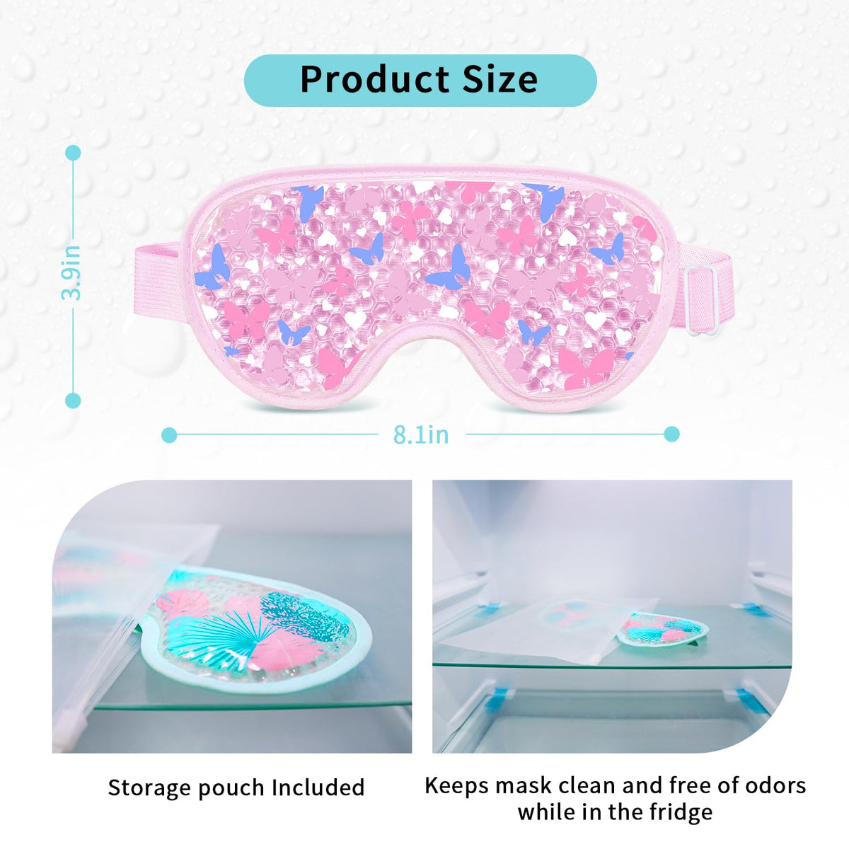 2PCS Cooling Eye Mask Gel Eye Mask, Reusable Hot Cold Therapy