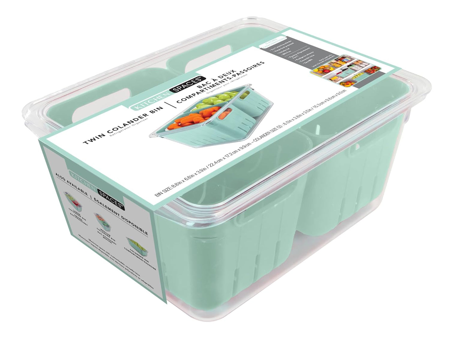 Kitchen Spaces Stackable Fridge Storage Colander Containers, Variety Pack | 3 Sizes to Store Fresh Produce, Organize Washed Fruits and Veggies, Snap and Seal Lids with Adjustable Vents, Hand Wash Only