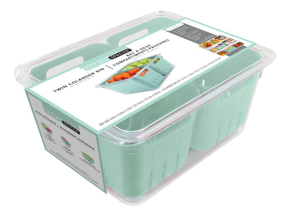 Kitchen Spaces Stackable Fridge Storage Colander Containers, Variety Pack | 3 Sizes to Store Fresh Produce, Organize Washed Fruits and Veggies, Snap and Seal Lids with Adjustable Vents, Hand Wash Only