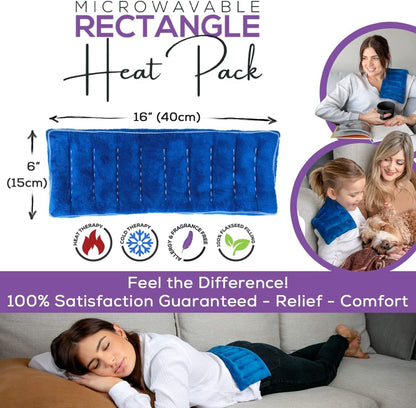 Purple Moon Collection - Microwavable Heating Pad for Neck & Shoulders - 6x16, Gray - Flaxseed Heat Pack - Weighted Hot & Cold Therapy Compress Wrap for Pain Relief, Menstrual Cramps, Sore Muscles