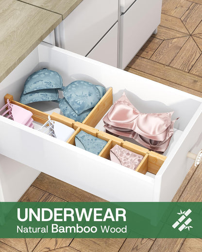 kiplant Kitchen Drawer Dividers - Adjustable Drawer Organizer for Clothes, Kitchen, Closet & Office - 8 Pack with Inserts, 18-22.6 Inches, Non-Slip Silicone Ends