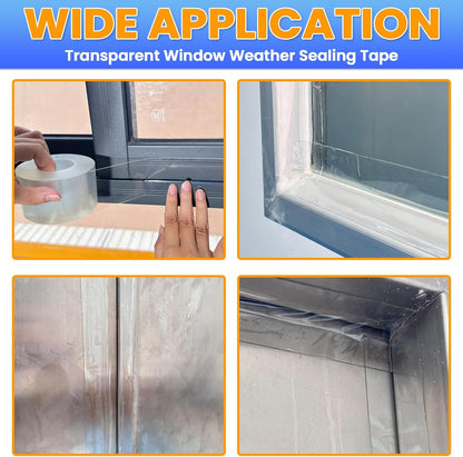 White Window Weather Sealing Tape, AC Air Conditioner Sealing Tape | Window Draft Isolation, No Residue, Self Adhesive for Keep Out Cold Air Dust Rain, Waterproof