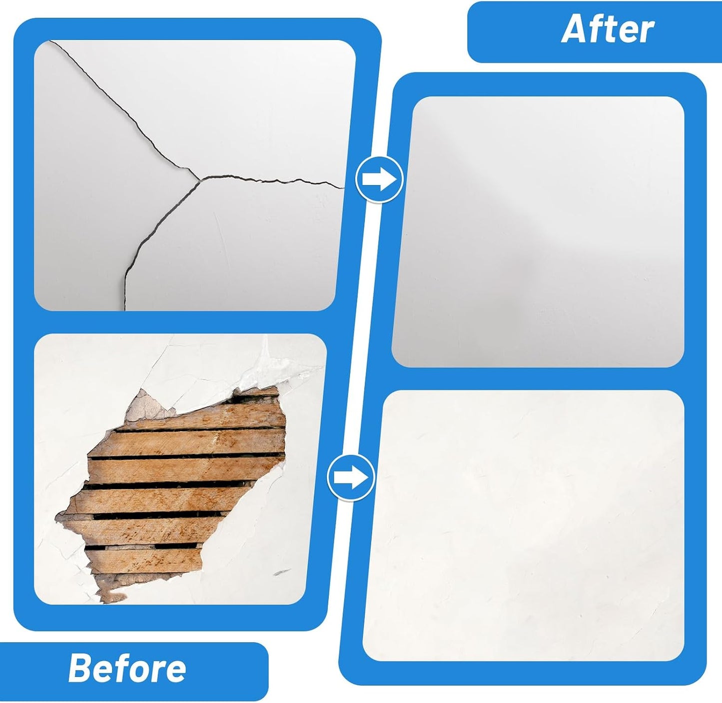Drywall Repair Kit, Drywall Patch Repair Kit with 8.8OZ White Wall Repair Putty, Scraper Sandpapers Gloves for Heavy Duty Plaster Wall Repair, Easy to Fill Holes in Home Wall & Quick Repair Crack