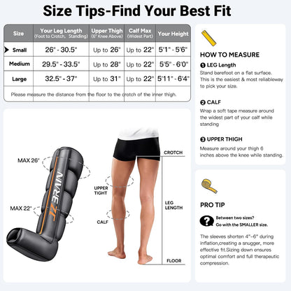 JZBRAIN Compression Boots, Full Leg Compression Massager for Circulation | Professional Grade, Sequential Massage, Cordless and Rechargeable Use, 3500mAh, 5H Runtime, 6 Modes, 8 Intensity, Large