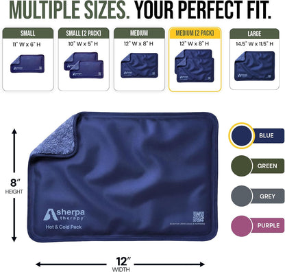 Medium Flexible Gel Ice Packs Reusable - Hot and Cold Soft Ice Packs for Injuries Reusable for Ankle, Arm, Foot, Leg, Back Pain Relief - 8" x 12" - Purple
