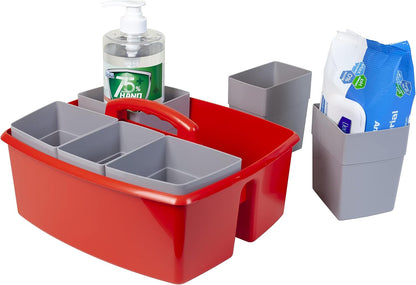 Storex 2-Compartment Large Cleaning Caddy – Multipurpose Supply Organizer with Handle - Black, 1-Pack (00973A06C)
