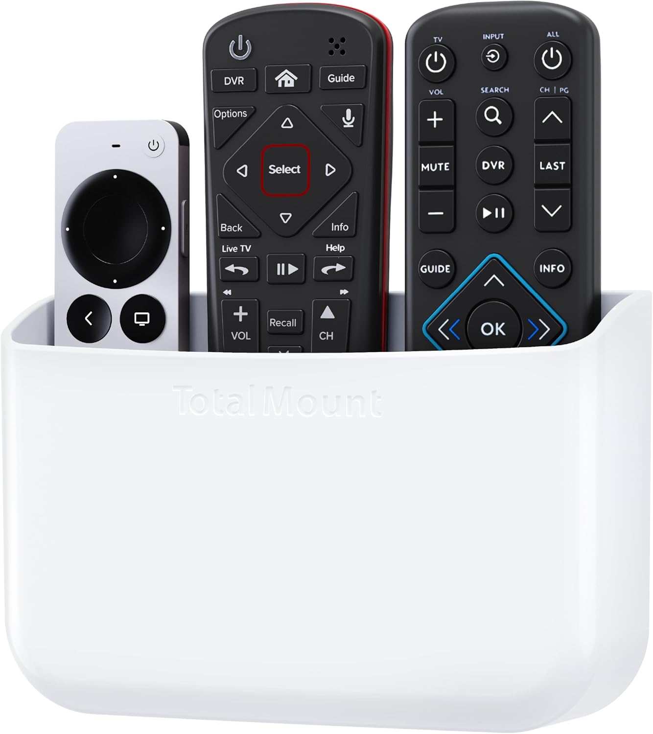 TotalMount Drop-Free Remote Holder – Removable Adhesive Strips – XL Black | Designed in the USA – Simply Put the Remotes In – No Tricky Magnet Alignment Needed (Holds 3 or 4 Remote Controls)