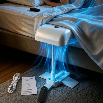 Bed Cooling System,Bed Cooling Fan Under Sheets with 5 Speeds and Remote, Rechargeable,Adjustable Height Mattress Coolings Fan for Hot Sleepers & Night Sweat