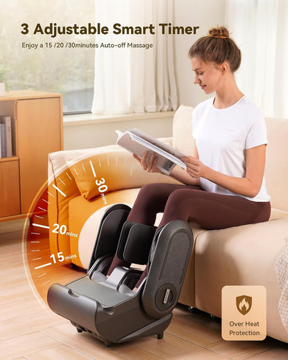 EaseZen 2 in 1 Collapsible Foot and Calf Massager with Heat with Neuropathy | Deep Kneading Therapy, Vibration, Compression,for Plantar Fasciitis, Auto Shut-Off, Gifts for Women Man Family,up to Size 14