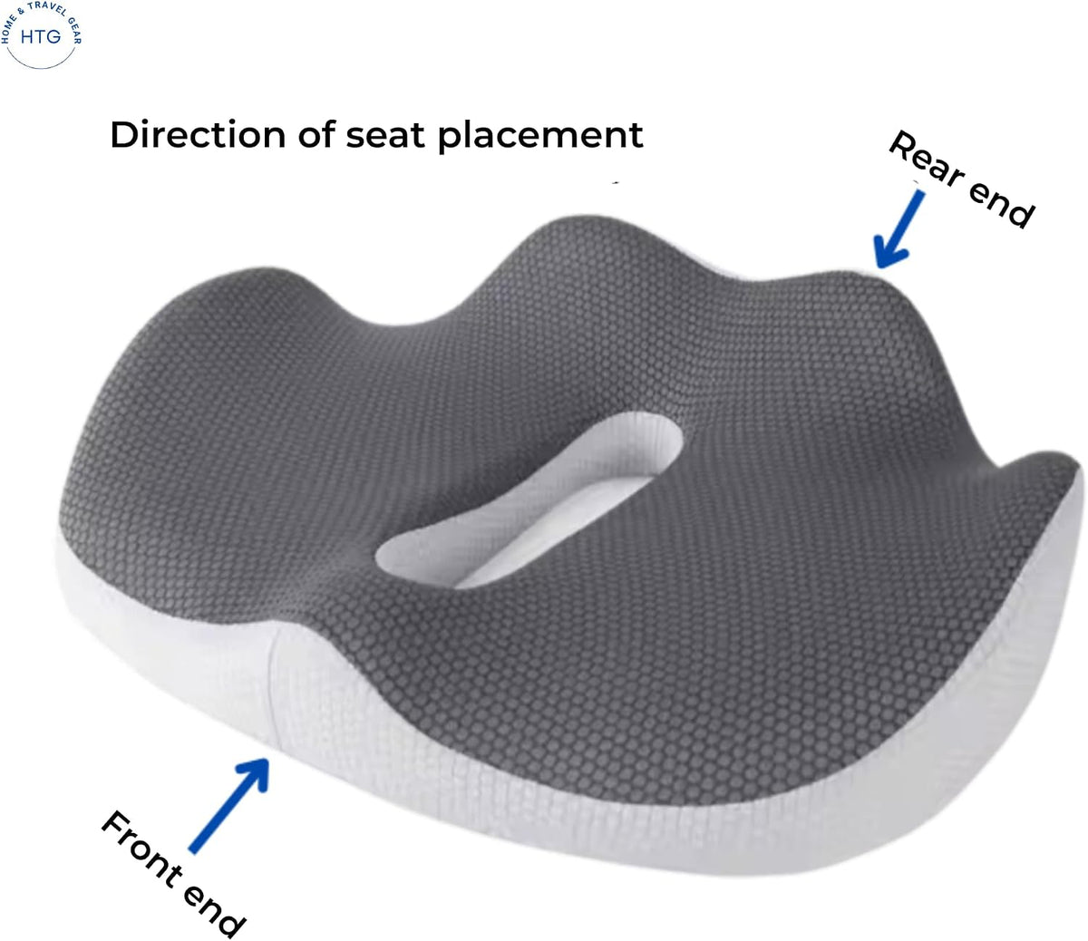 Home & Travel Gear Seat Cushion for Tailbone & Coccyx Comfort — Memory Foam for Office Chair & Car | Non-Slip Base | Ergonomic Cutout Design | Breathable Washable Cover
