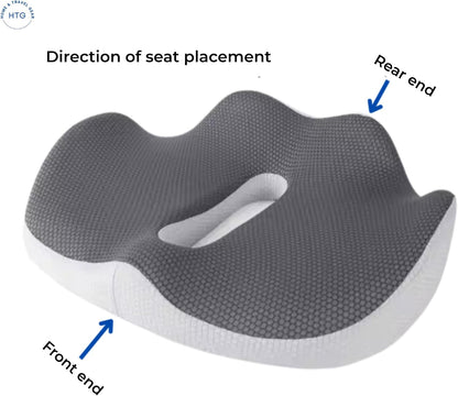 Home & Travel Gear Seat Cushion for Tailbone & Coccyx Comfort — Memory Foam for Office Chair & Car | Non-Slip Base | Ergonomic Cutout Design | Breathable Washable Cover
