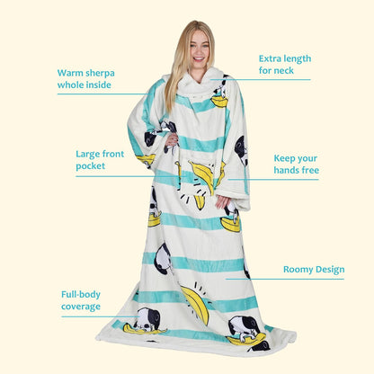 Catalonia Sherpa Wearable Blanket with Sleeves and Pocket for Adults