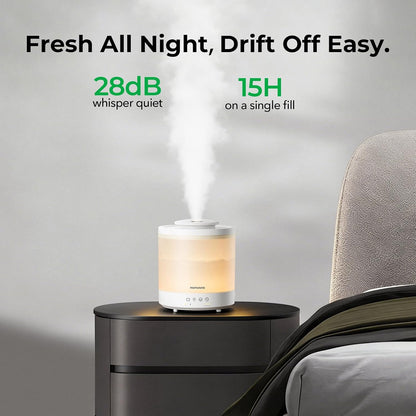 Homvana 1.5L Humidifier, Quiet 28dB, 7 Night Lights, Aroma Diffuser | 1.5L + 28dB Top-Fill Ultrasonic BPA-Free Humidifier with 30H Runtime for Bedroom, Baby, Plants, Office