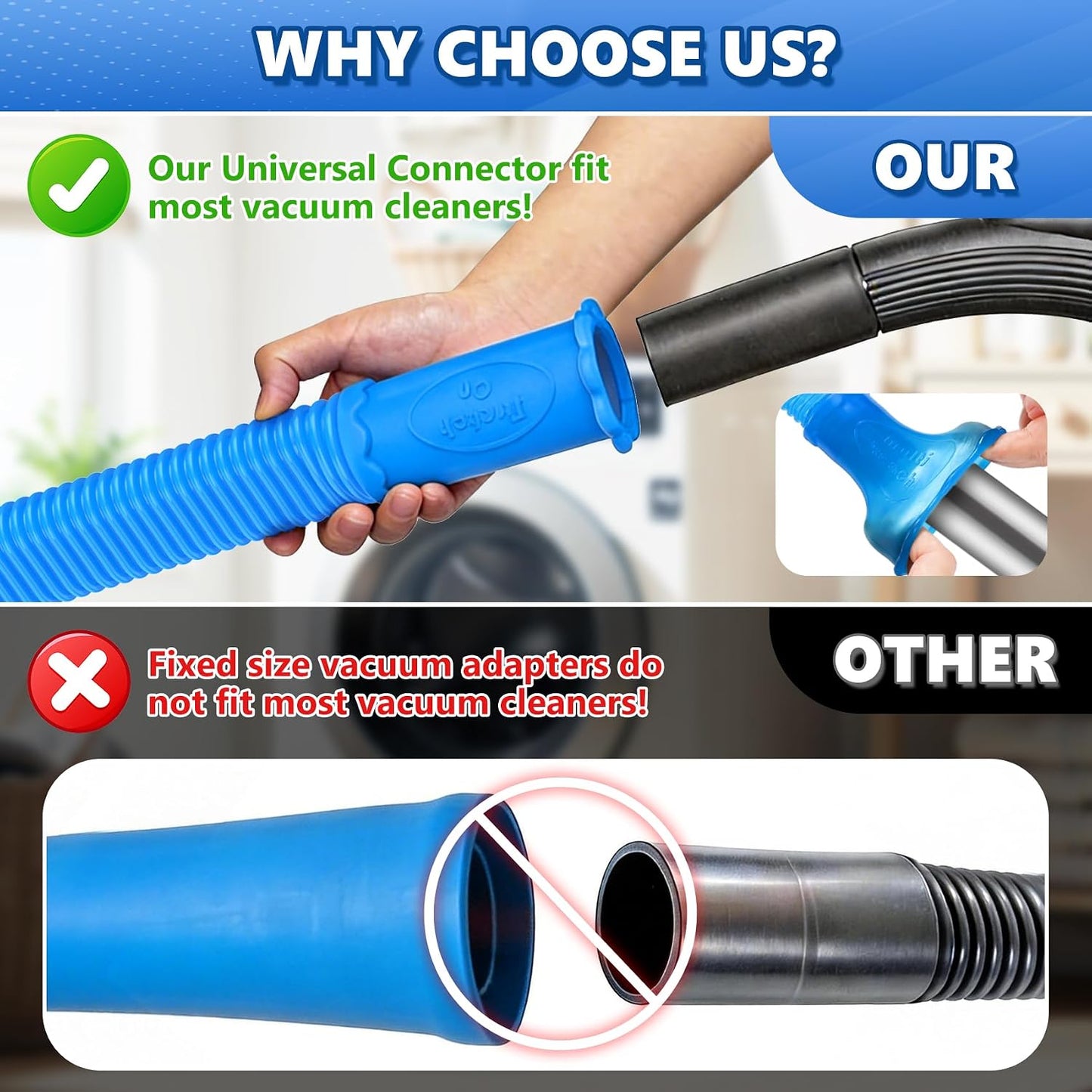 Sealegend 2 Pack Dryer Vent Cleaner Kit Vacuum Attachment Blue 31.5" | Dryer Vent Cleaning Hose & Brush Reach Deep Traps - Remove Hidden Lint | Speed Drying | Reduce Fire Risk