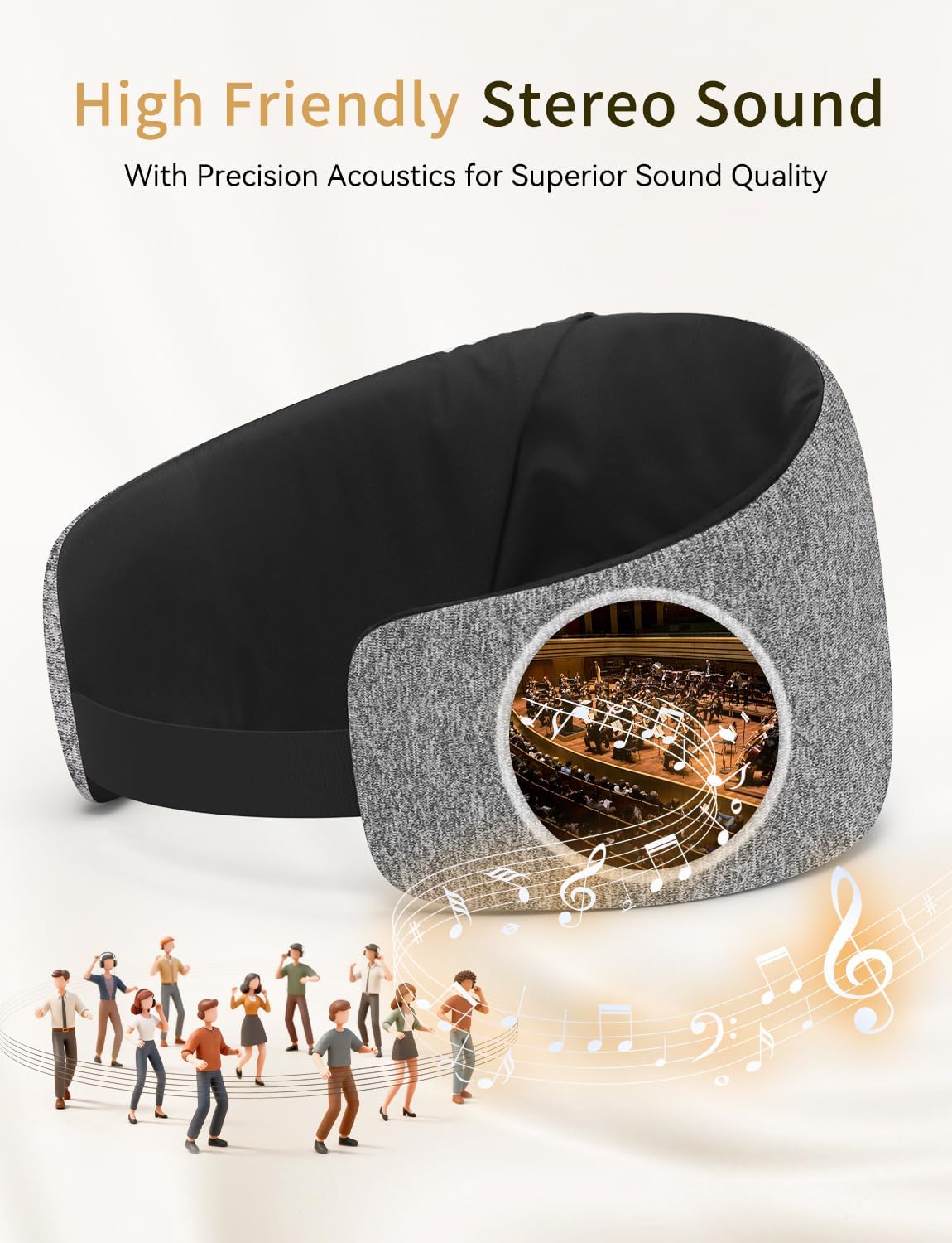 Sleep Headphones Bluetooth 6.0 Sleep Mask for Side Sleepers, 20H Playtime