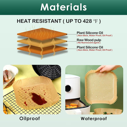 400 Pcs 8" Square Air Fryer Liners Disposable, Airfryer Paper for 5-8QT | Food-grade Parchment Paper for Air fryer Basket, Non-Stick, OilProof Baking Sheets for Oven Pan