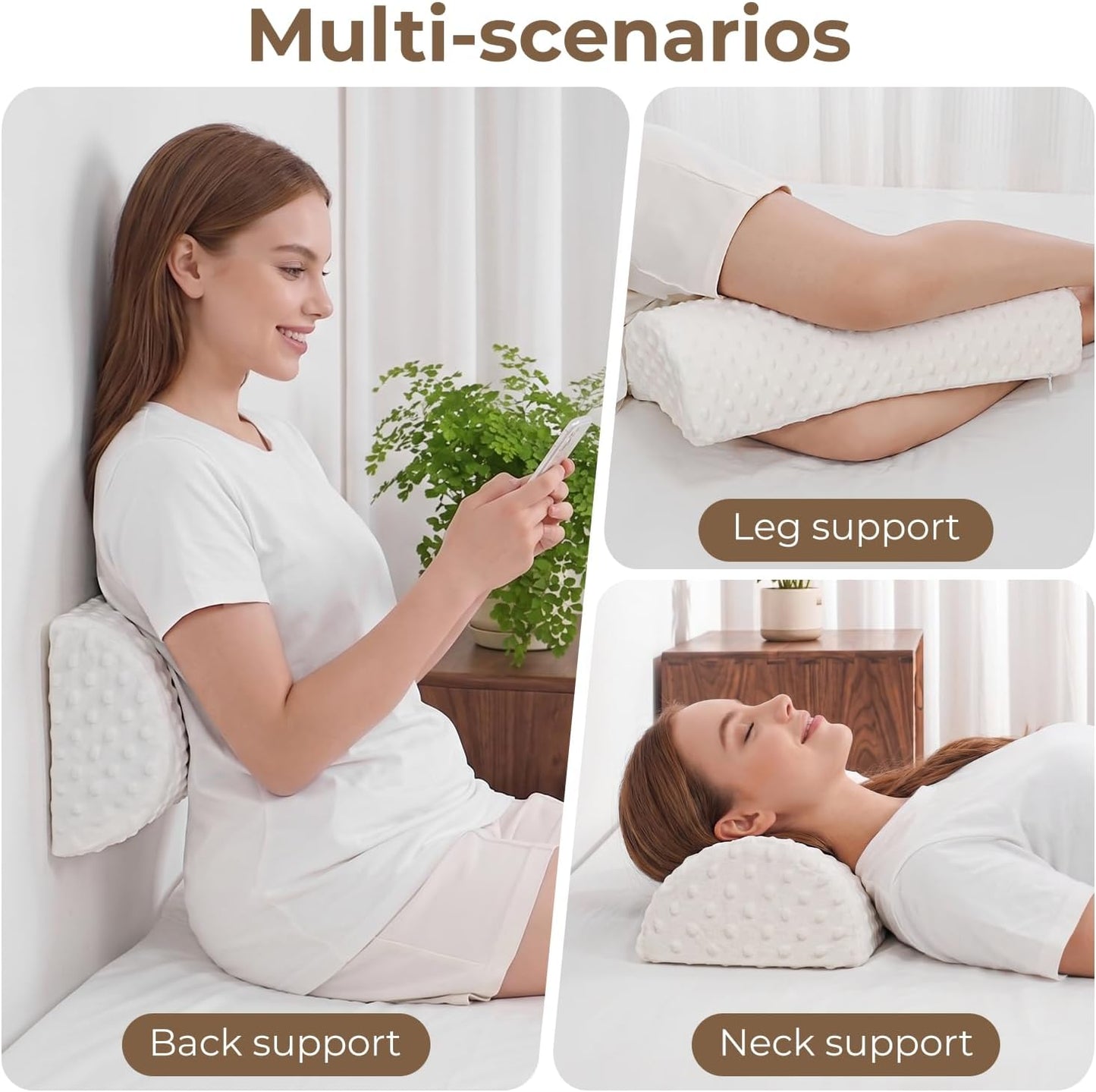 anzhixiu Half Moon Leg Bolster for Back Sleeping- Adjustable Height Under Knee Pillow for Ankles- Pure Memory Foam Leg Pillow for Sleeping on The Bed- Bubble