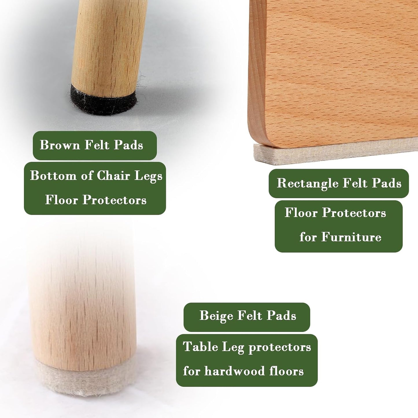 Fursafe&Q Felt Furniture Pads, Furniture Felt Pads for Hardwood Floors -Self Adhesive Chair Leg Floor Protectors, Protect Your Floors from Nicks, Bumps and Scratch,96 Pcs Round Cabinet Door Bumper