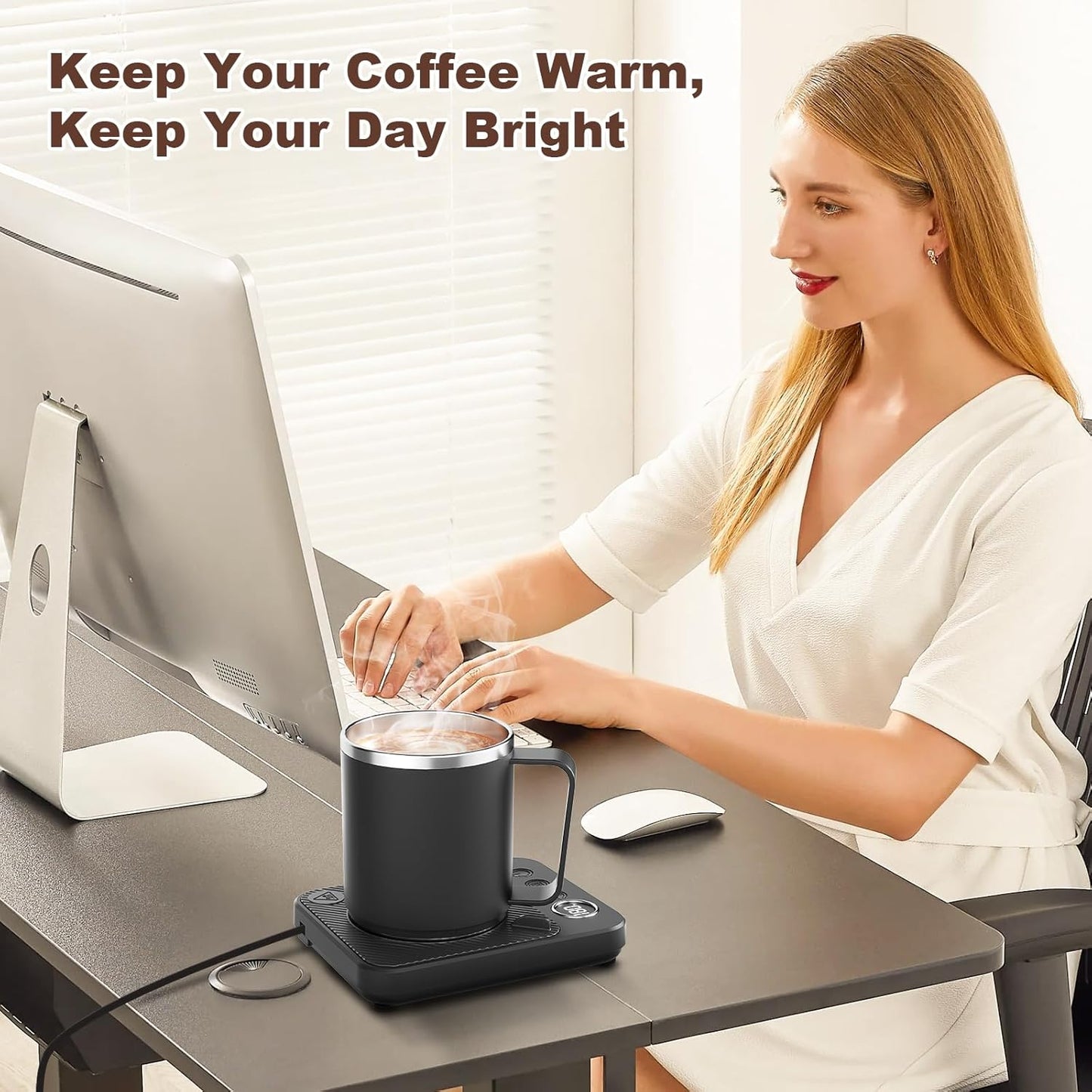 Felibeaco Coffee Mug Warmer & Mug Set for Desk, Smart Coffee Cup Warmer with 16oz Heated Mug, Cup Heater with Auto Shut Off for Office/Home, Coffee Gifts for Women/Men/Dad on Father‘s Day, Red