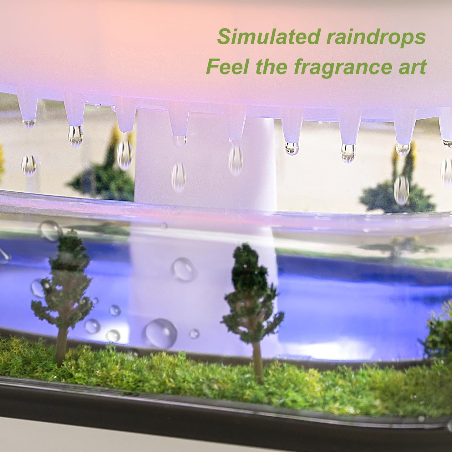 Rain Diffuser 250ML Essential Oil Diffuser, Cloud Humidifier Rain Water Drip Humidifier with Drip Music Micro Landscape Ultrasonic Diffuser for Bedroom (White)