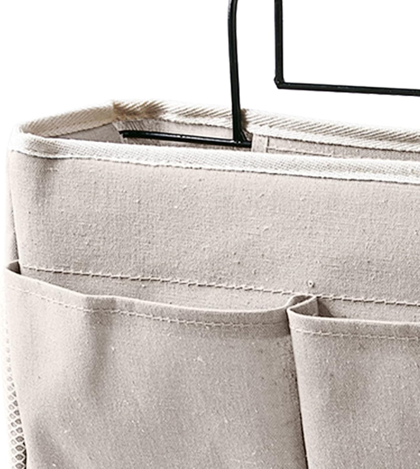 Bedside Caddy Hanging Bed Organizer Storage Bag Pocket for Dorm Rooms Bed Rails Nightstand Hanging Bag Cotton Linen Bedside Storage Pocket Organizer Basket for Bunk Bed Dorm Rooms(Grey)