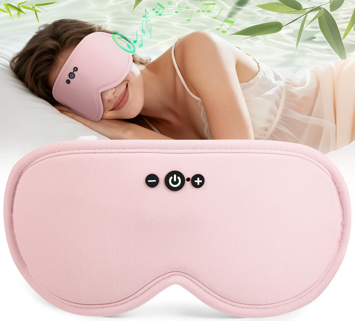 MUSICOZY Bluetooth Sleep Mask Headphones, 3D Blackout Bamboo Fiber