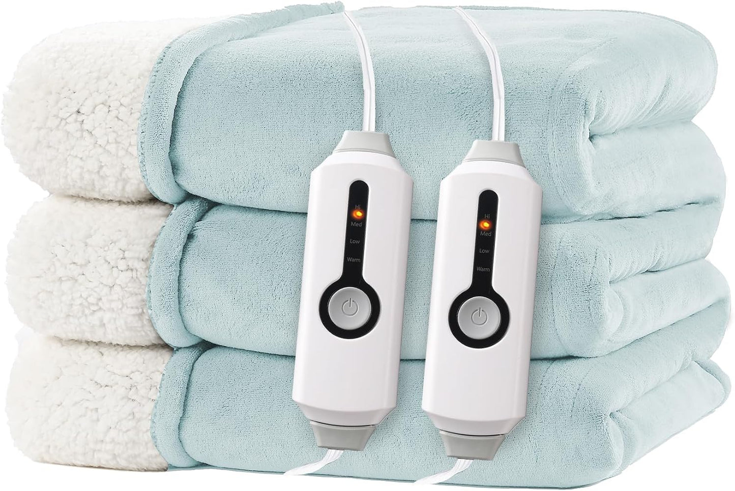 Electric Heated Blanket Full Size 72"x84" – Light Gray | ETL for Safe Overnight, 4 Heat Settings & 10H Auto Off, Dual-Sided Microplush Sherpa for Home Night, Machine washable