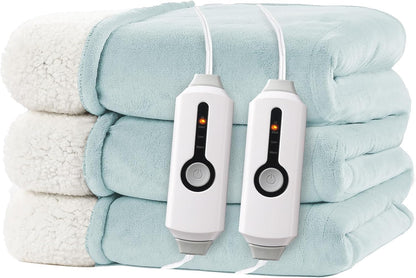 Electric Heated Blanket Full Size 72"x84" – Light Gray | ETL for Safe Overnight, 4 Heat Settings & 10H Auto Off, Dual-Sided Microplush Sherpa for Home Night, Machine washable