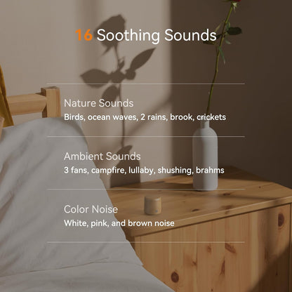 Dreamegg Portable White Noise Machine, 1000mAh Battery, Travel Sleep, Cream | Egg-Sized, 16 Sounds, USB-C, Timer, Baby & Adults, Office Privacy, Gift Use