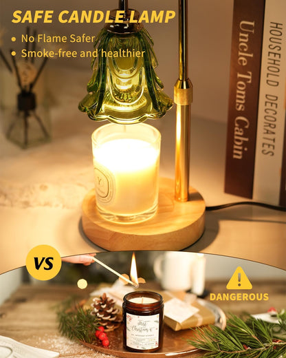 SupBri Candle Warmer Lamp with Timer & 4Bulbs, Pink Flower Glass Shdae