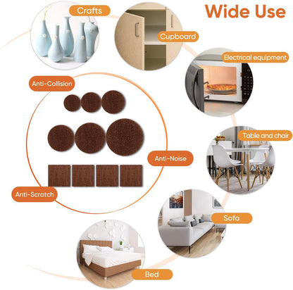 Furniture Pads 300 Pack Furniture Felt Pads for Hardwood Floors, Beige | Huge Quantity Self Adhesive Anti Scratch Floor Protector for Furniture Legs with 60 Cabinet Door Bumpers