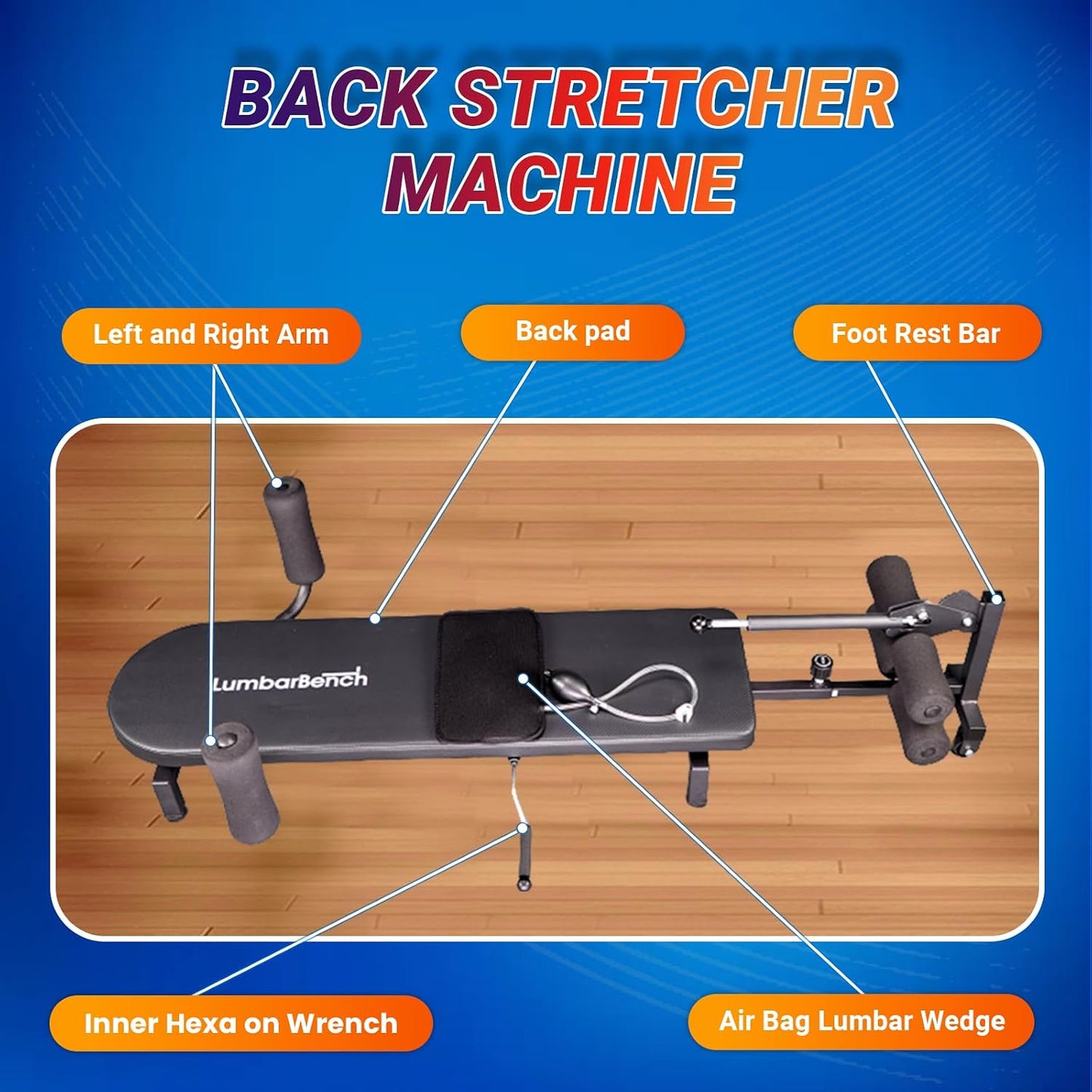 Lumbar Decompression Table By Lumbar Bench - Horizontal Inversion Table for Lower Back Pain Relief, Back Stretcher Machine, Stretches the back, Ankle, Knee, and Hip. 300/330 lbs. Capacity