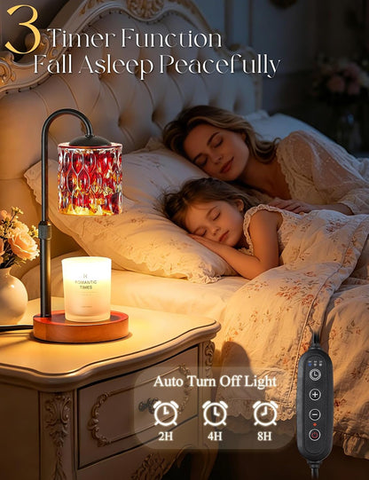 Briever Dimmable Candle Warmer Lamp with Timer, Height Adjustable Electric Candle Wax Warmer, Christmas Birthday Gifts for Women Mom, House Warming Gifts New Home Room Decor, Black Solid Wood Base