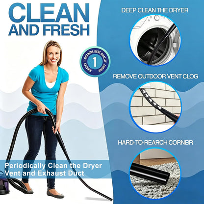 Upgraded Dryer Vent Cleaner: Universal Vacuum Hose Attachment Fits All Vacuums Cleaner, Deep Cleaning Tools for Clogged Ducts & Lint Removal