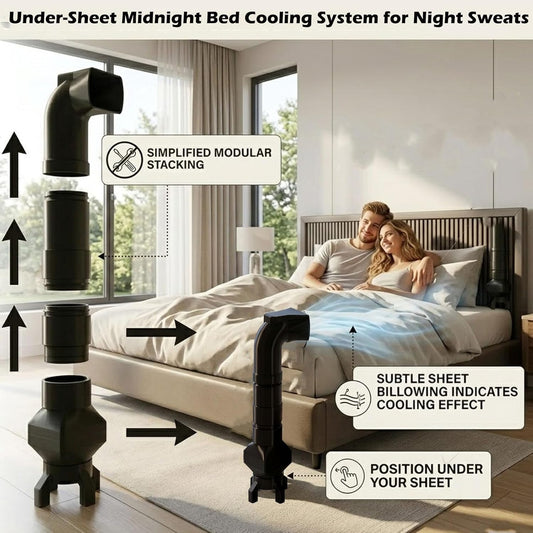 Bed Cooling System Under-Sheet Midnight for Night Sweats, Bed Fan Under Sheets, for Hot Sleepers, Bed Cooler for Cooler, More Comfortable Sleep