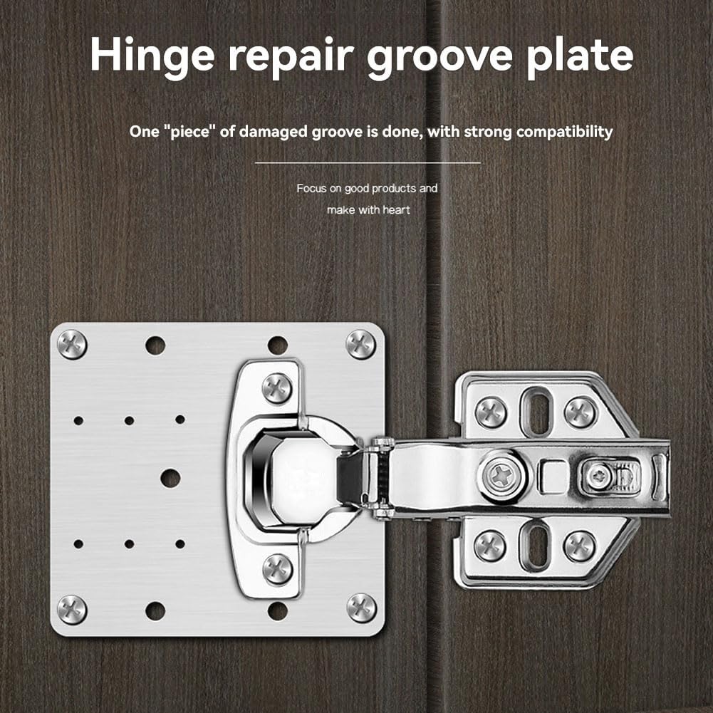 Hinge Repair Plate,10PCS Cabinet Hinge Repair Plate with Customized Screws,Stainless Steel Kitchen Cupboard Door Hinge Repair Brackets with Holes for Kitchen Cupboards Door