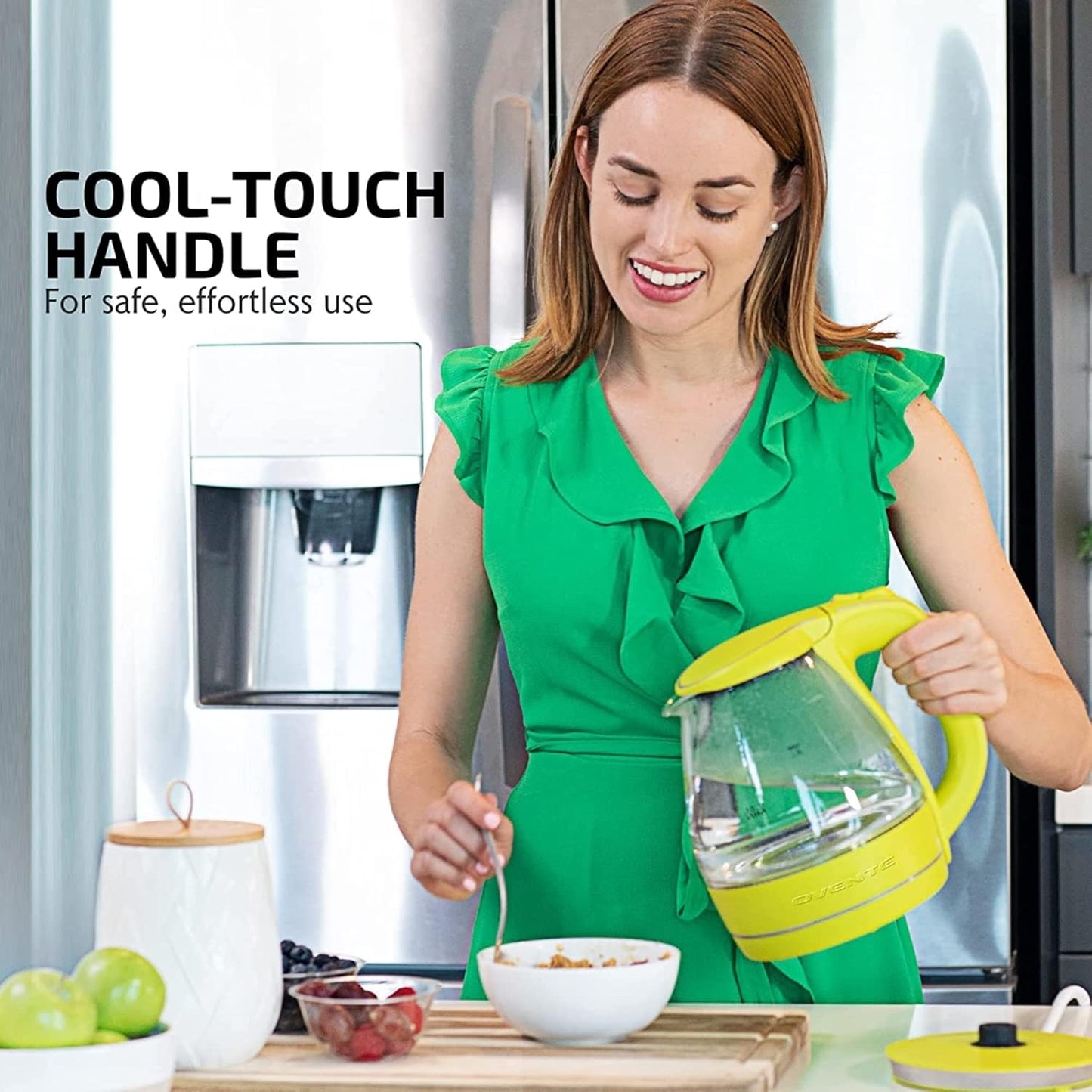 OVENTE 1.5L Glass Electric Kettle Water Boiler, Black KG83B | 1100W Fast Boiling, Borosilicate Glass, BPA-Free, Blue LED, Auto Shut-Off, Boil-Dry Protection, Removable Filter, 360° Base