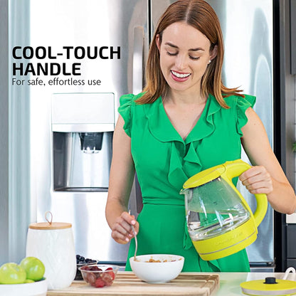 OVENTE 1.5L Glass Electric Kettle Water Boiler, Black KG83B | 1100W Fast Boiling, Borosilicate Glass, BPA-Free, Blue LED, Auto Shut-Off, Boil-Dry Protection, Removable Filter, 360° Base