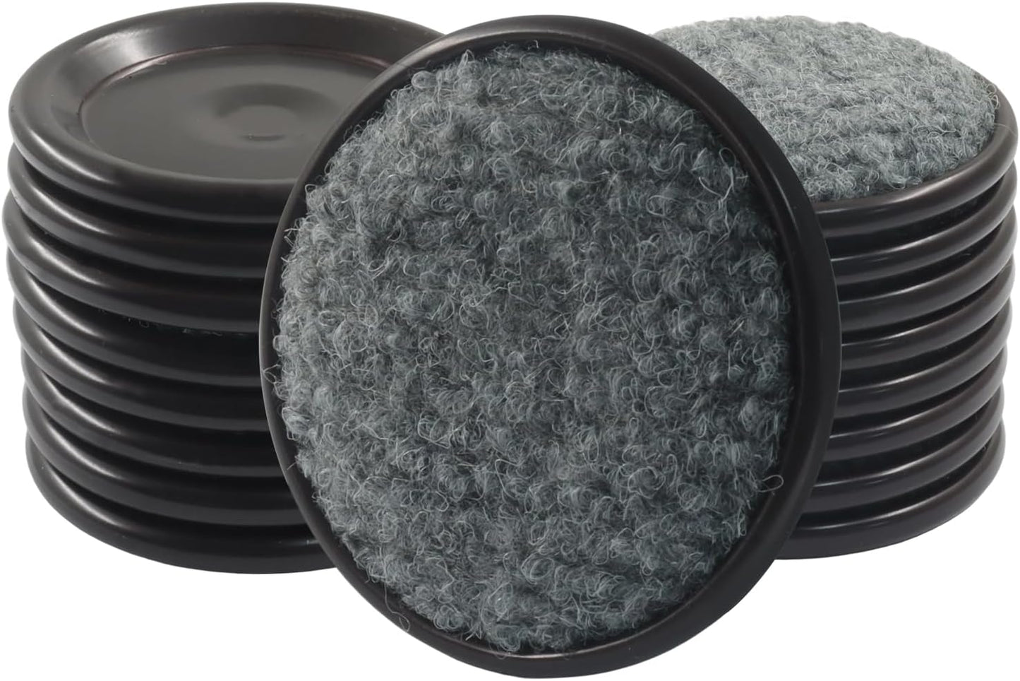 12 Pcs 1-5/8" Round Reusable Carpet Bottom Furniture Caster Cups, Floor Protectors for Chairs, Sofas, Tables Brown/Gray Furniture Sliders for Hardwood, Tile & Laminate