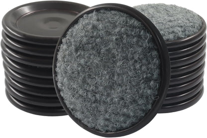 12 Pcs 1-5/8" Round Reusable Carpet Bottom Furniture Caster Cups, Floor Protectors for Chairs, Sofas, Tables Brown/Gray Furniture Sliders for Hardwood, Tile & Laminate