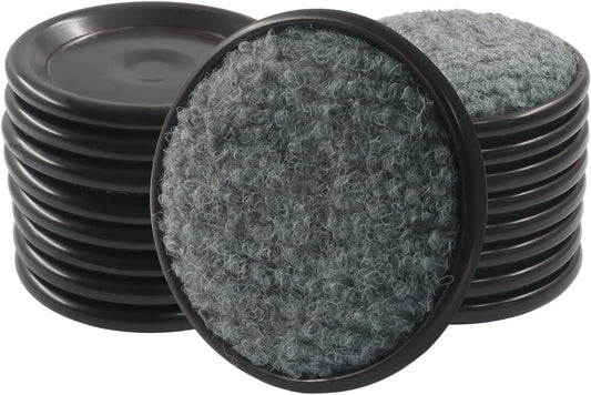 12 Pcs 1-5/8" Round Reusable Carpet Bottom Furniture Caster Cups, Floor Protectors for Chairs, Sofas, Tables Brown/Gray Furniture Sliders for Hardwood, Tile & Laminate