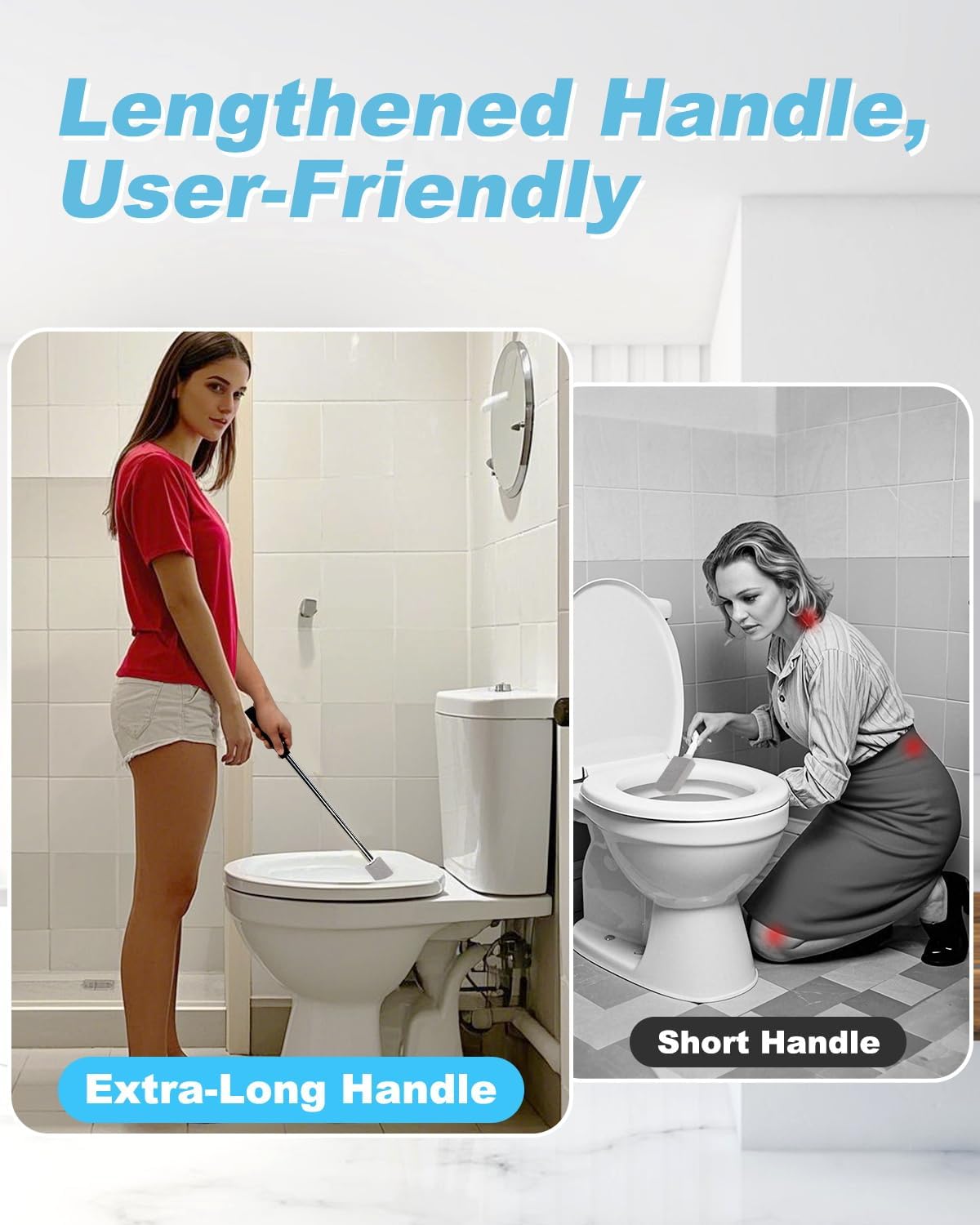 6 Pack Pumice Stone Toilet Bowl Cleaner | 22" Stainless Handle Hard Water Stains Remover, Extra Long Pumice Brush for Toilet, Sink, Pool, Tile, Grill