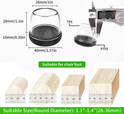 Chair Sliders for Carpet, 16PCS Furniture Sliders for Carpeted Floors & Hardwood Floors, Round Chair Glide Pads for Quickly and Easily Moving Furniture, Protect Floor(Clear, Fit 0.75"-1.1") | Chair Glides for Carpet & Hardwood Floor, Furniture Slides