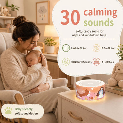 Kipcush White Noise Machine for Baby & Adults, 30 Soothing Sounds, Sleep Sound Machine with 8 Color Night Light, Memory Function, White Noise for Sleeping, Nursery, Office, Travel & Relaxation