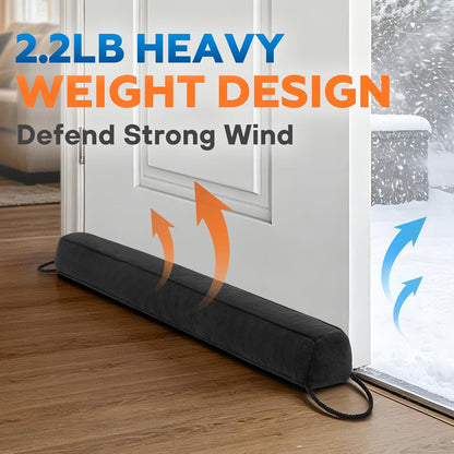 Comfyanno 38” Weighted Under Door Draft Stopper, 2.2lb Door Wind Blocker | Fits 3” Large Gap, Block Air Draft from Bottom Door, Fits Front Door, Bedroom Door, Interior Door, Easy to Install, Black
