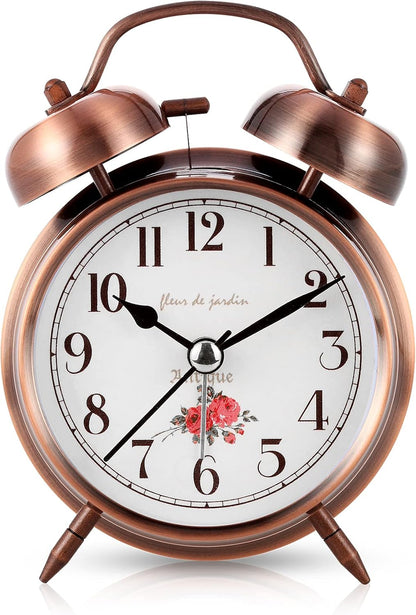 Super Loud Alarm Clock For heavy sleepers,4 inches Twin Bell Alarm Clock with Backlight,Battery Operated,Silent Non Ticking,For Kids,Adults,Bedrooms,Retro decor Desk Analog Clocks.. (Noctilucent)