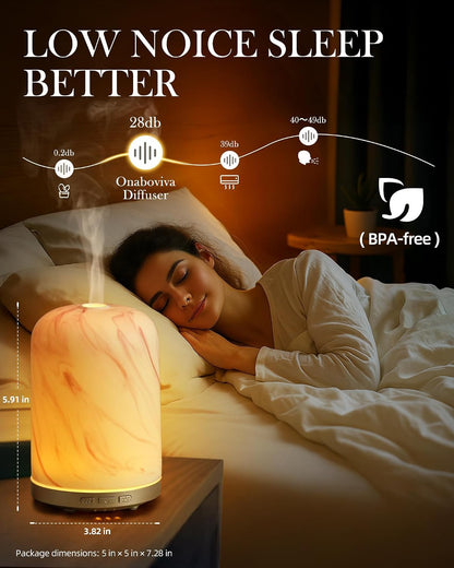 Essential Oil Diffuser - 2.4MHz Ultrasonic Glass Diffuser with Pulse/Continuous Mist & Night Light, Waterless Auto-Off, Silent Aromatherapy Diffuser for Home, Office, Yoga, Spa, Gifts & Home Decor.
