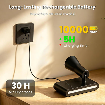 Koopala Battery Operated Wall Sconce, 10000mAh Dual Head Reading Light | LED Wall Lights with 3 Color Temperatures Dimmable, Remote &Touch, Wireless Sconces for Bedroom Living Room Hallway